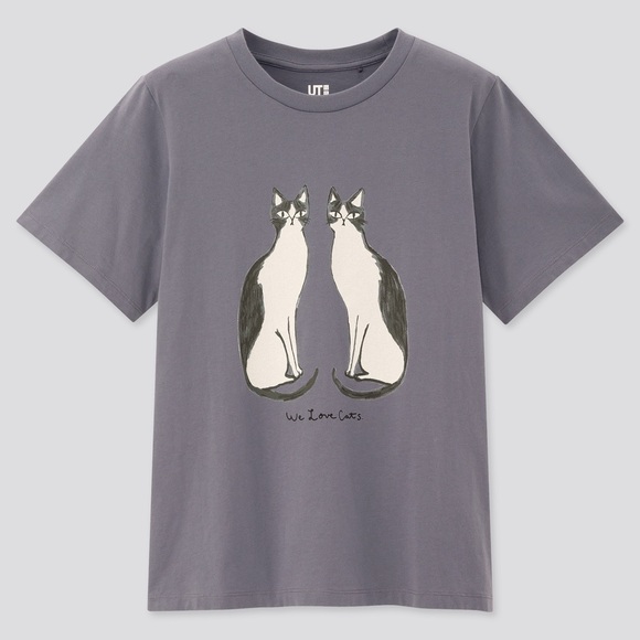 Uniqlo We Love Cats Graphite Grey T-Shirt - Picture 2 of 6